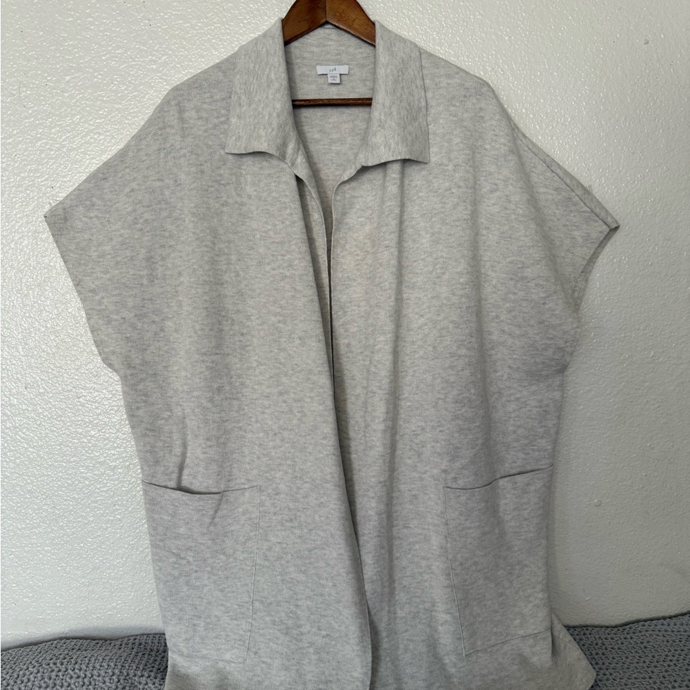 j jill Grey Collared Oversized Open Cardigan Size S  Petite Womens